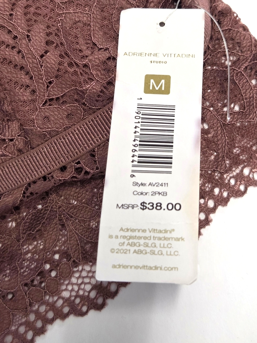 Adrienne Vittadini Studio Scalloped Lace Bralette Mocha Size M NWT Coquette BoHo - Picture 5 of 8
